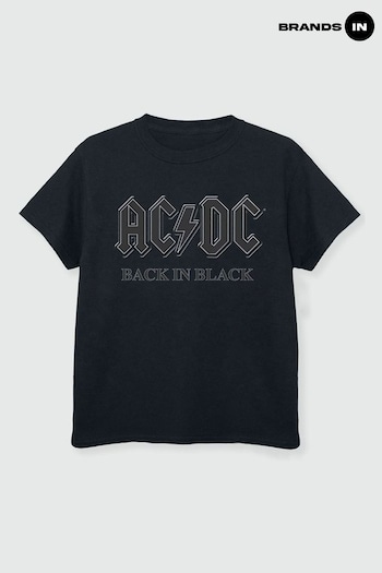 Essentials In Black ACDC Back Boys Music T-Shirt (E11452) | £18