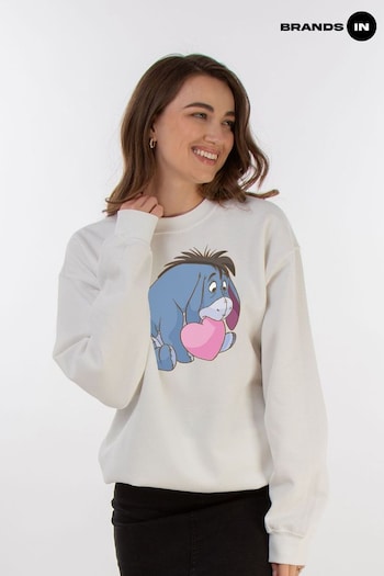 Brands In White Winnie The Pooh Eeyore Heart Mouth Women Sweatshirt (E11453) | £36.50