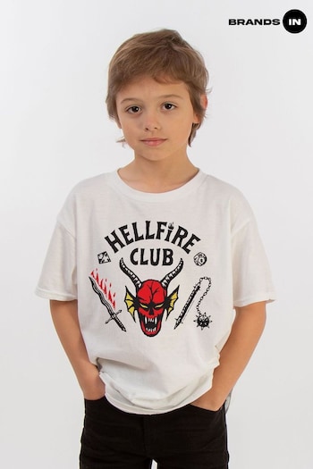 Brands In White Netflix Stranger Things Hellfire Club Boys T-Shirt (E11460) | £18