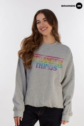 Brands In Grey Netflix Stranger Things Rainbow Dot Logo Women Heather Sweatshirt (E11467) | £36