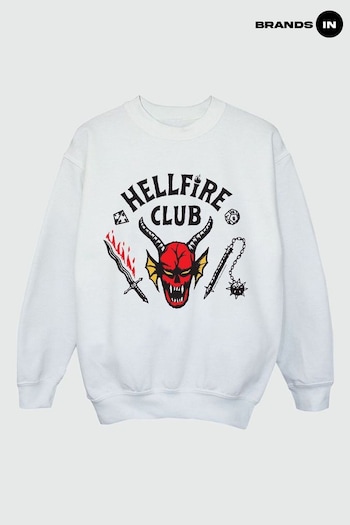 Brands In White Netflix Stranger Things Hellfire Club Girls Sweatshirt (E11473) | £25