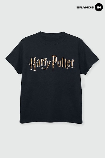 Brands In Black Harry Potter Full Colour Logo Girls T-Shirt (E11482) | £18