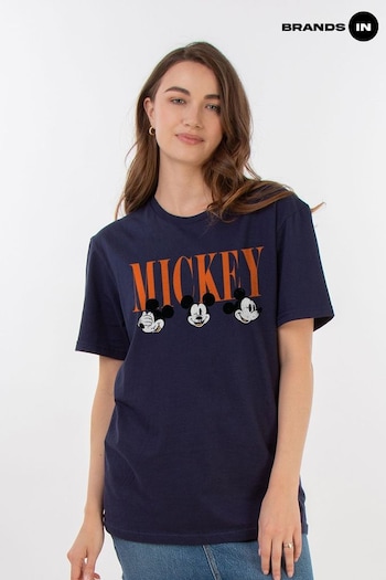 Brands In Blue Boyfriend Fit Womens Mickey Mouse Faces Disney T-Shirt (E11486) | £23