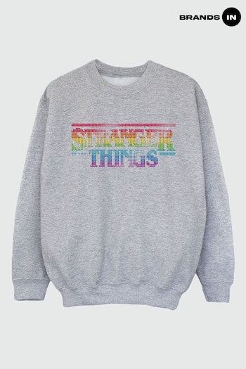 Brands In Grey Netflix Stranger Things Rainbow Dot Logo Girls Heather Sweatshirt (E11487) | £25