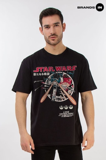 etudes In Black Star Wars Classic Luke Manga Mens T-Shirt (E11488) | £23