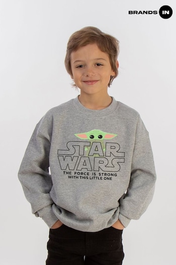 Brands In Grey Star Wars The Mandalorian blitzing Yoda Freedom Heather Sweatshirt (E11489) | £25