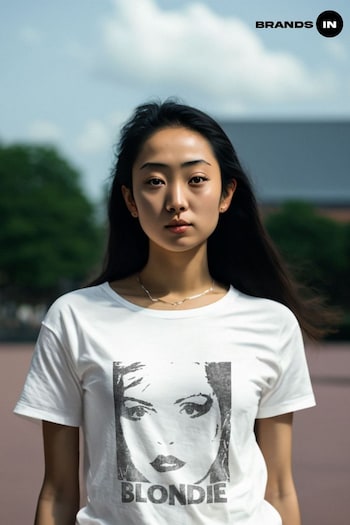 Brands In White Blondie Face reverse Boyfriend Fit Music T-Shirt (E11497) | £24