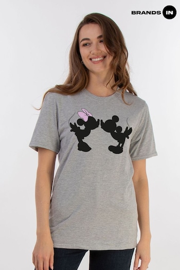 Brands In Grey Boyfriend Fit Womens Mickey Mouse Faces Disney T-Shirt (E11498) | £23
