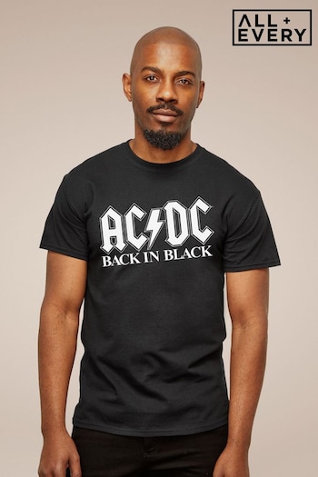 All + Every Black ACDC Back In Mens Music T-Shirt (E11500) | £23