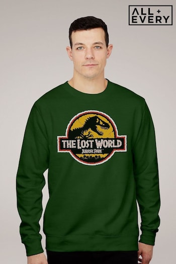 All + Every Green Universal Jurassic Park The Lost World White Outline Logo Adult Sweatshirt (E11505) | £36