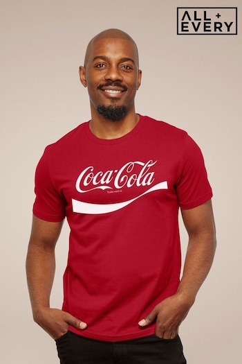 All + Every Red Coca Cola Logo Swoosh Mens T-Shirt (E11510) | £23