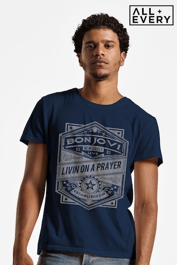 All + Every Blue Bon Jovi Livin On A Prayer Live 83 Mens Music T-Shirt (E11512) | £24