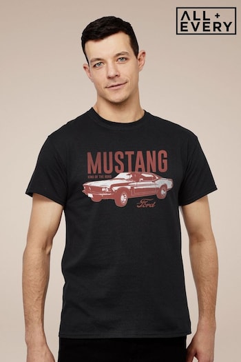 All + Every Black Ford Mustang King Of The Road Mens T-Shirt (E11526) | £23