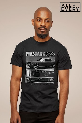 All + Every Black Ford Mustang Fastback Mens T-Shirt (E11527) | £23