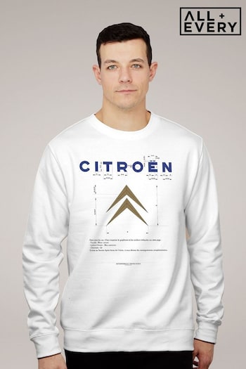 All + Every White Citroen Classic Logo Mens Sweatshirt (E11528) | £36