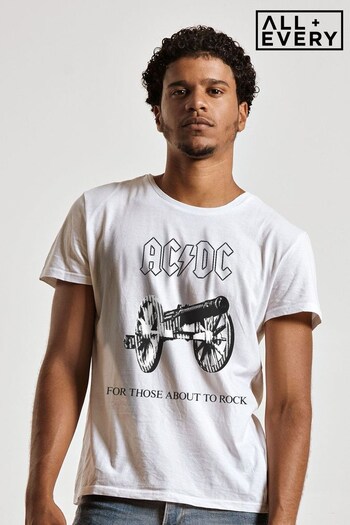 All + Every White ACDC For Those About To Rock Music Mens T-Shirt (E11535) | £24