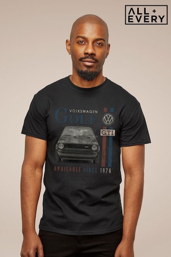 All + Every Black Volkswagen Golf GTI Racing Distressed Mens T-Shirt (E11538) | £23