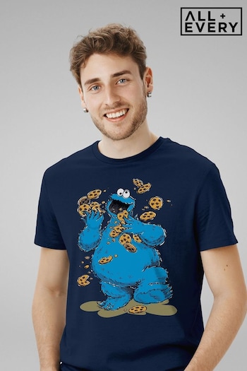 All + Every Blue Sesame Street Cookie Monster Cookies Mens T-Shirt (E11543) | £23