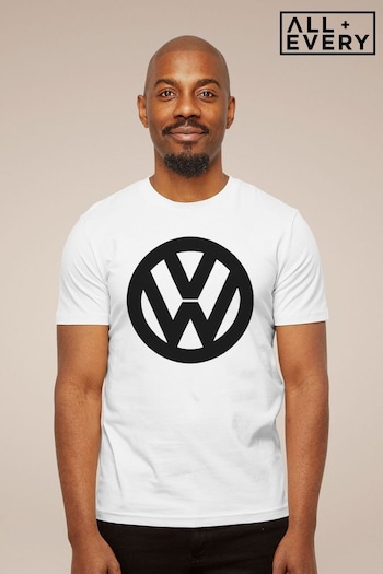 All + Every White Official Volkswagen Classic Black VW Logo Mens T-Shirt (E11544) | £23