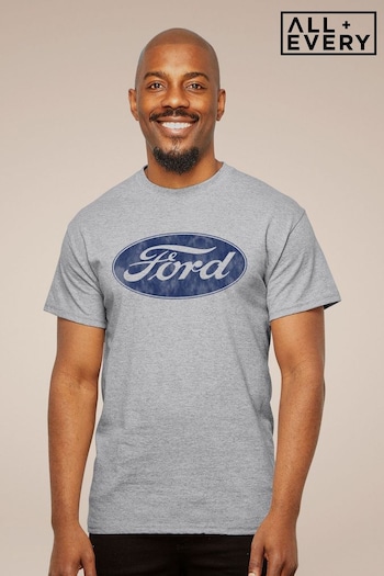 All + Every Grey Ford Classic Logo Mens T-Shirt (E11554) | £23