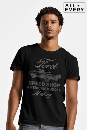 All + Every Black Ford Mustang Speed Shop American Muscle Mens T-Shirt (E11560) | £23