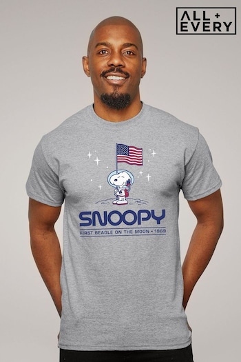 All + Every Grey Peanuts Snoopy Moon Landing Planting Flag Mens T-Shirt (E11574) | £23
