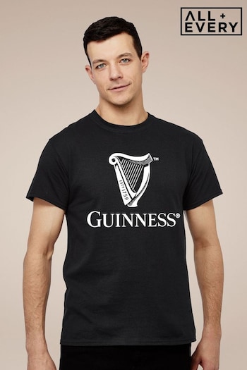 All + Every Black Guinness Classic Harp Logod Mens T-Shirt (E11575) | £23