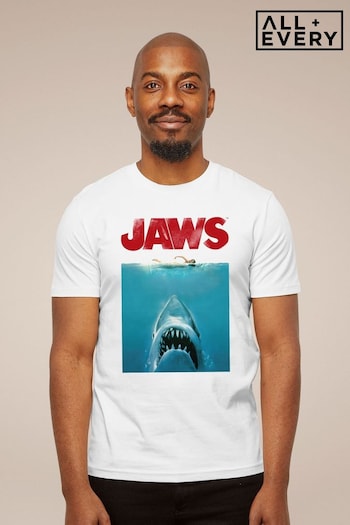 All + Every White Jaws Classic Poster Mens T-Shirt (E11576) | £23