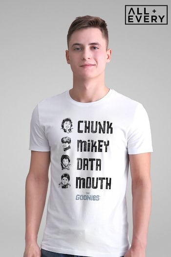 All + Every White The Goonies Character Line Up Mens T-Shirt (E11579) | £23