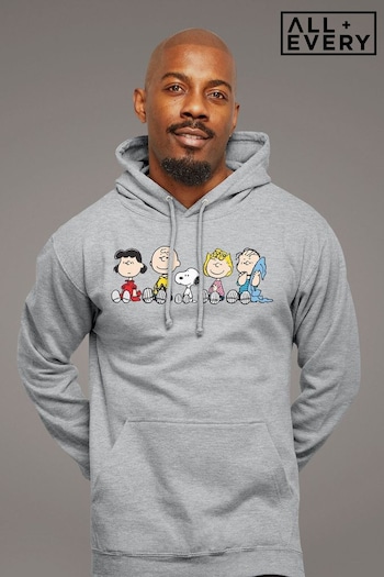 All + Every Grey Peanuts The Gang Sit Down Mens Hooded Sweatshirt (E11580) | £40