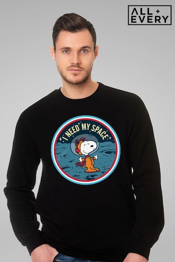 All + Every Black Peanuts Snoopy On The Moon I Need My Space Mens Sweatshirt (E11582) | £32