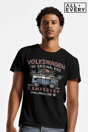 All + Every Black Official Volkswagen The Original Ride Campervan Mens T-Shirt (E11583) | £23