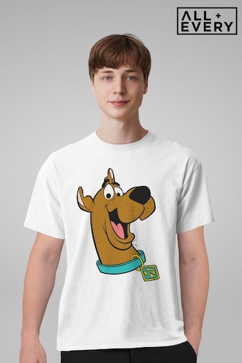 All + Every White Scooby Doo Collar Smile Mens T-Shirt (E11586) | £23