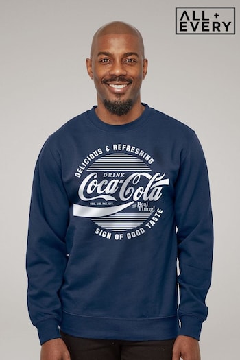 All + Every Blue Coca Cola Circle Logo White Text Mens Sweatshirt (E11593) | £36
