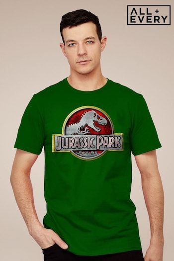 All + Every Green Jurassic Park Yellow Outline Classic Logo Mens T-Shirt (E11594) | £23