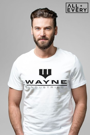All + Every White Batman Wayne Industries Logo Mens T-Shirt (E11596) | £23