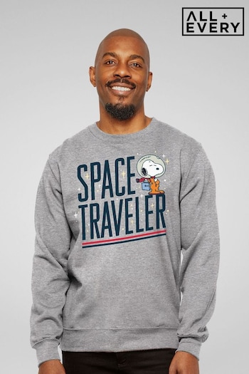 All + Every Grey Peanuts Snoopy Space Traveler Men's Sweatshirt (E11597) | £36