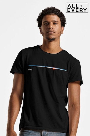 All + Every Black NASA Satellite Horizon Shot Mens T-Shirt (E11601) | £23