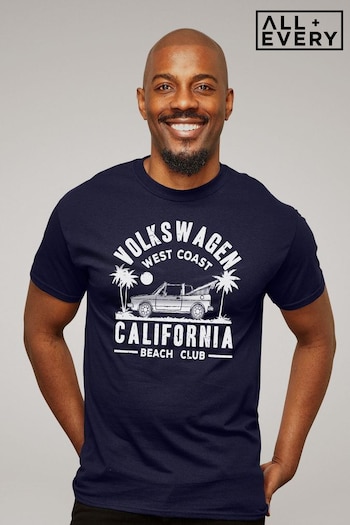 All + Every Blue Official Volkswagen West Coast California White Text Mens T-Shirt (E11602) | £23