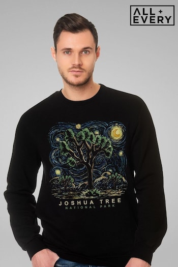 All + Every Black US National Parks Joshua Tree Oil On Canvas Style Mens Sweatshirt (E11604) | £36
