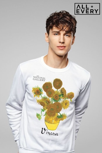 All + Every White The National Gallery Sunflowers Mens Sweatshirt (E11605) | £36