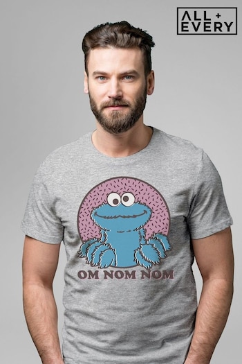 All + Every Grey Sesame Street Cookie Monster Om Nom Nom Men's T-Shirt (E11607) | £23