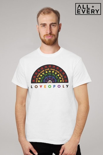 All + Every White Monopoly Loveopoly Rainbow Character Tokens Mens T-Shirt (E11608) | £23
