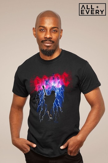 All + Every Black ACDC Thunderstruck Mens Music T-Shirt (E11610) | £24