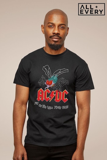 All + Every Black ACDC Fly On The Wall Mens Music T-Shirt (E11613) | £24