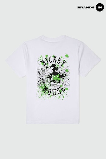 etudes In White Mickey Mouse Lime Splatter Men Disney T-Shirt (E11621) | £23