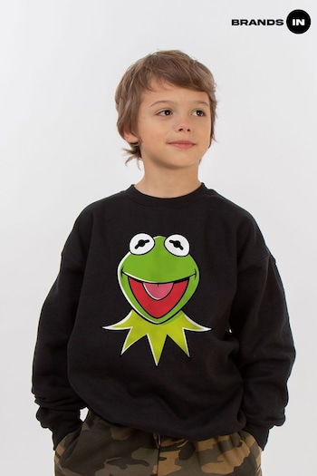 Brands In Black Disney Muppets Kermit Head Boys Sweatshirt (E11624) | £25