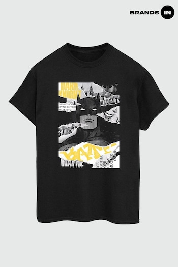 Brands In Black Men Warner Bros 100th Celebration Batman Newspaper T-Shirt (E11643) | £23