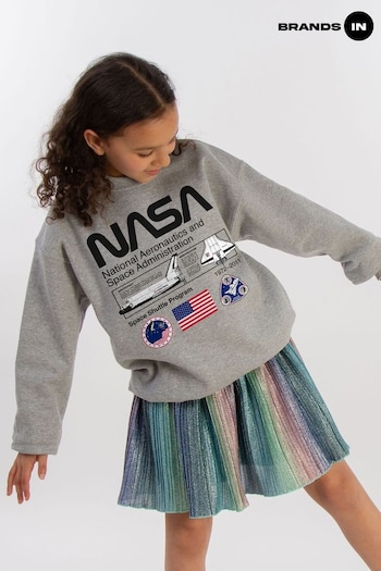 Brands In Grey NASA Space Admin Girls Heather Sweatshirt (E11645) | £24