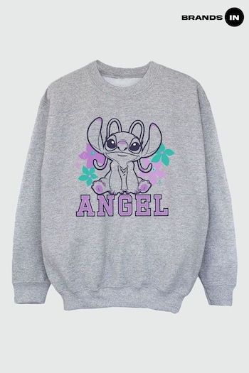 Brands In Grey Lilo & Stitch Angel Girls Heather Sweatshirt (E11648) | £24